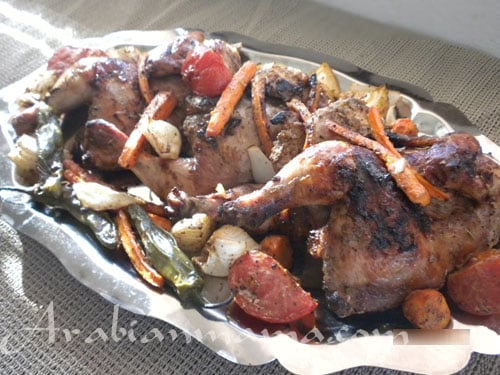 A plate of food with Sumac chicken