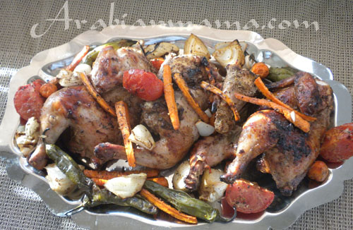 A plate of food with Sumac chicken