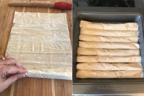 Step by step photos on making Baklava Rolls recipe