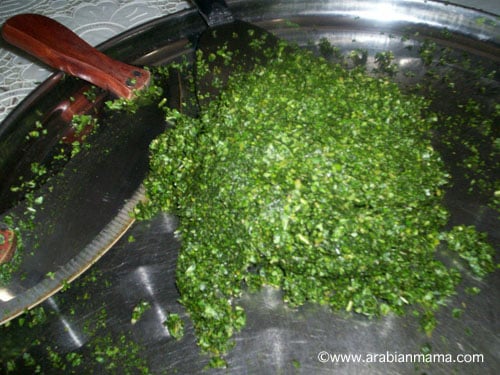 A photo showing Mulukhia cooking by a fan