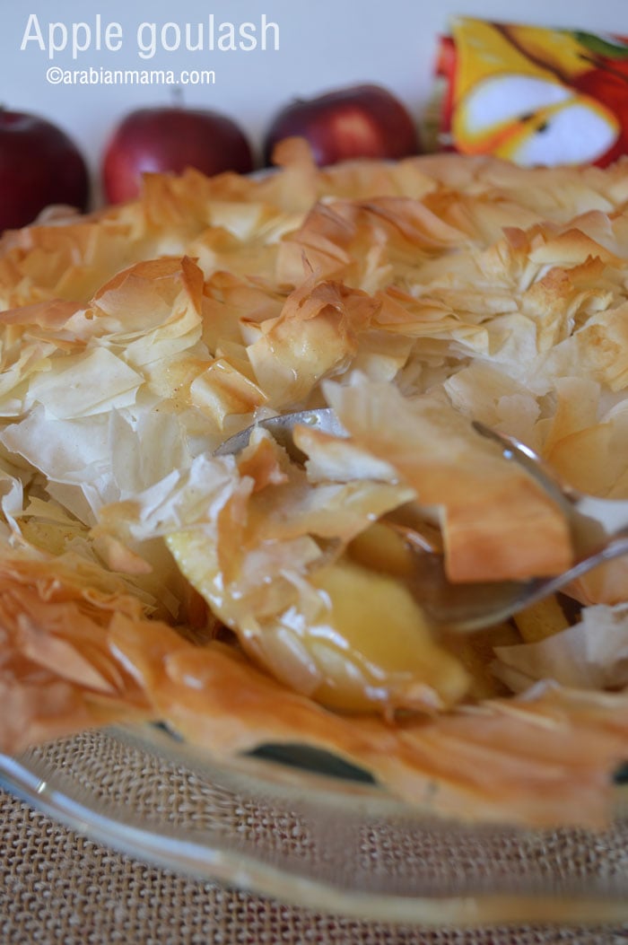 A close up of food, with Apple pie and Phyllo pastry