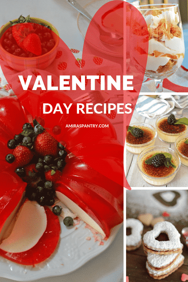 An infograph showing different recipes for Valentine day recipes