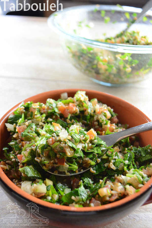 A bowl of salad, with Tabbouleh