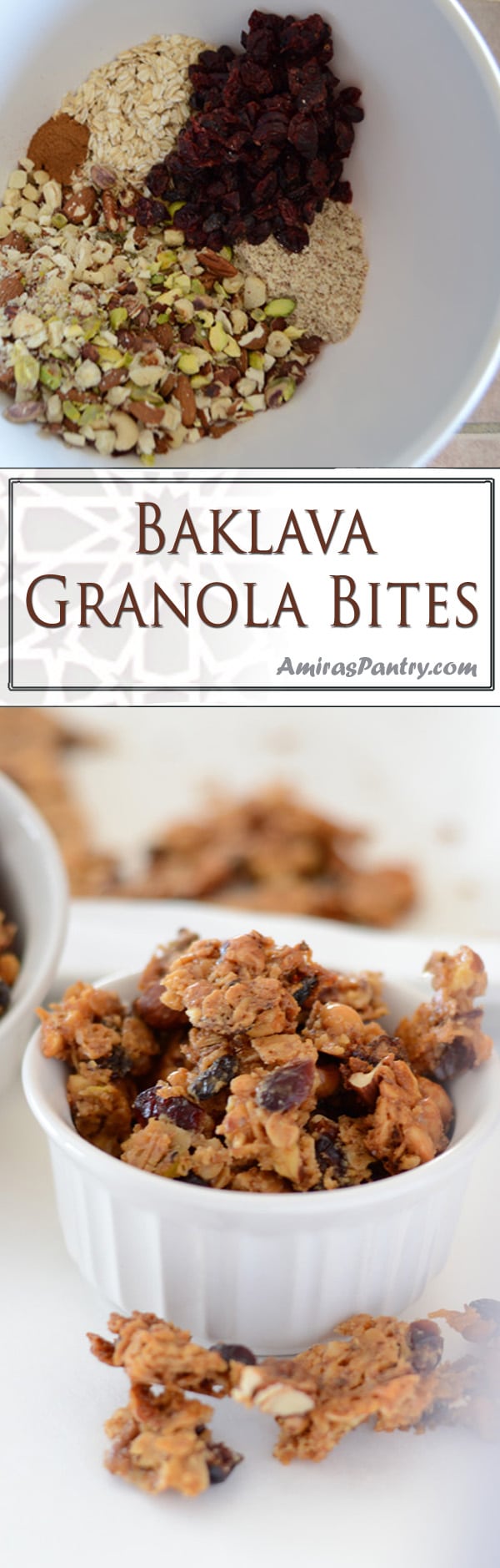 An infograph with Baklava granola bites