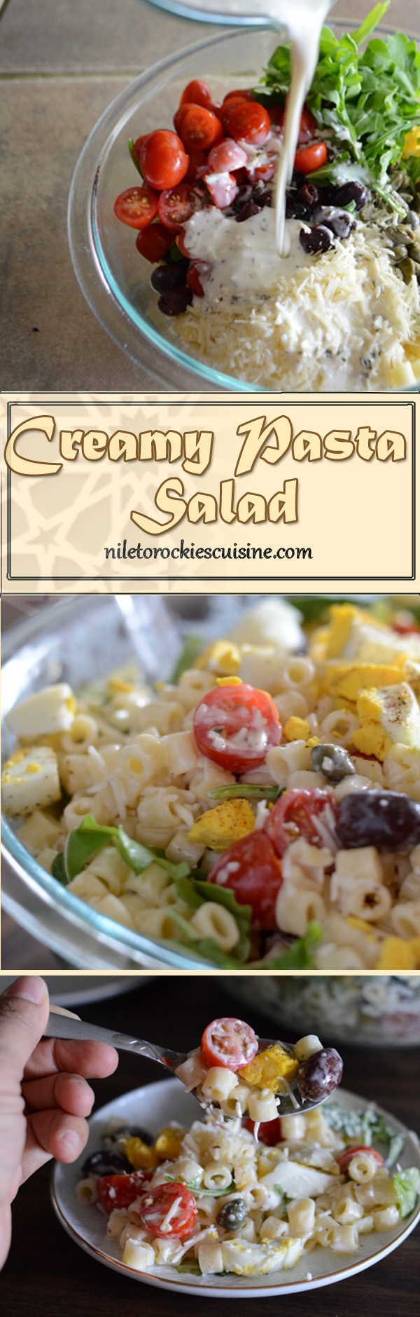 An infograph of Creamy Pasta Salad recipe