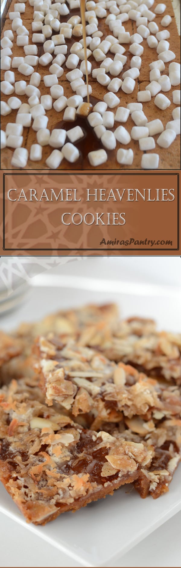 An infograph for Caramel Heavenlies Cookies recipe