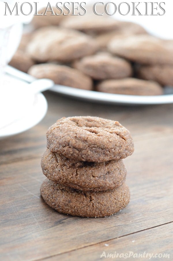 A close up of Molasses cookies on a wooden table
