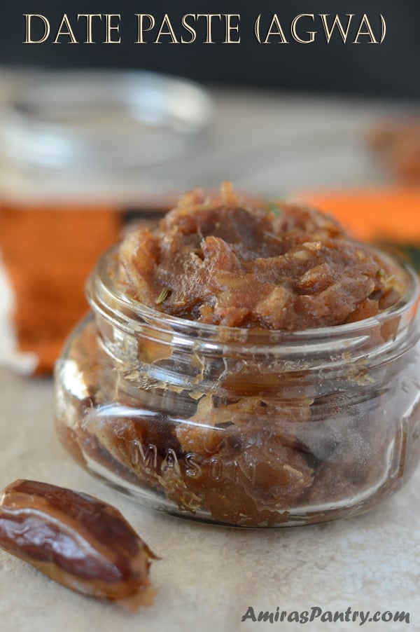 A close up of food in a jar with date paste