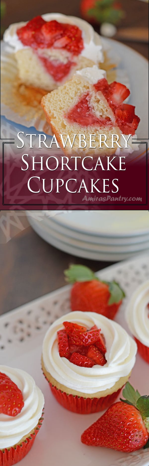 An infograph for Strawberry cupcakes recipe