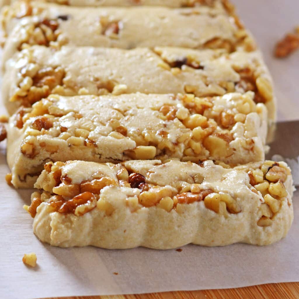 Halva cut into rectangular pieces and placed on a parchment paper.