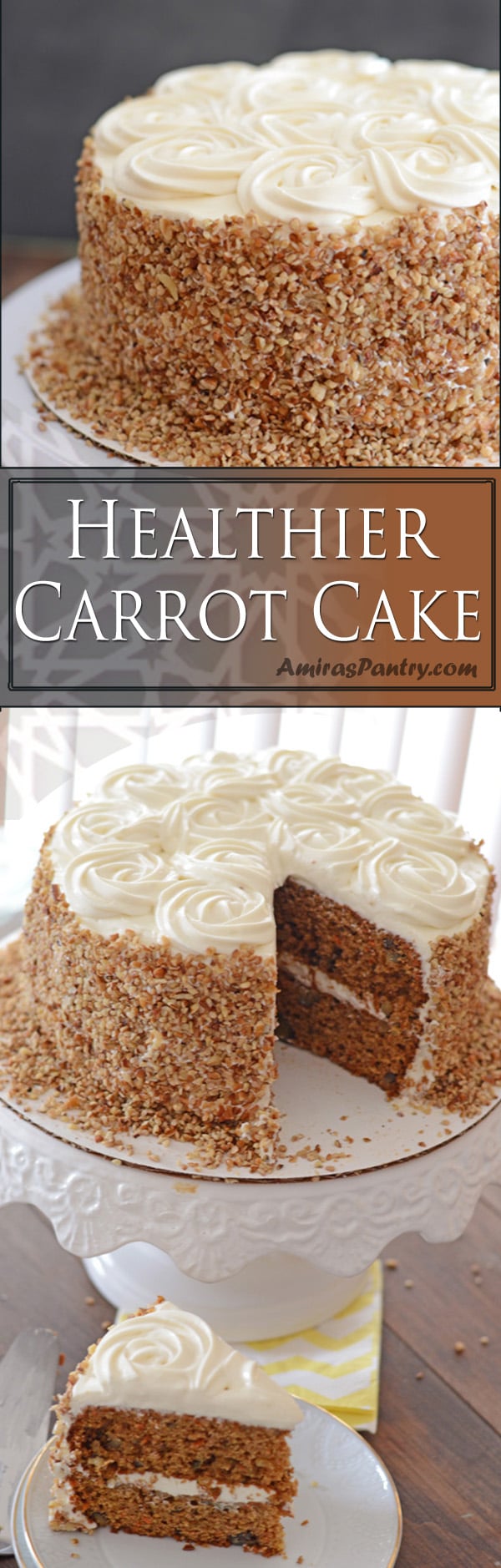 Healthier Carrot Cake; super moist with honey sweetened frosting
