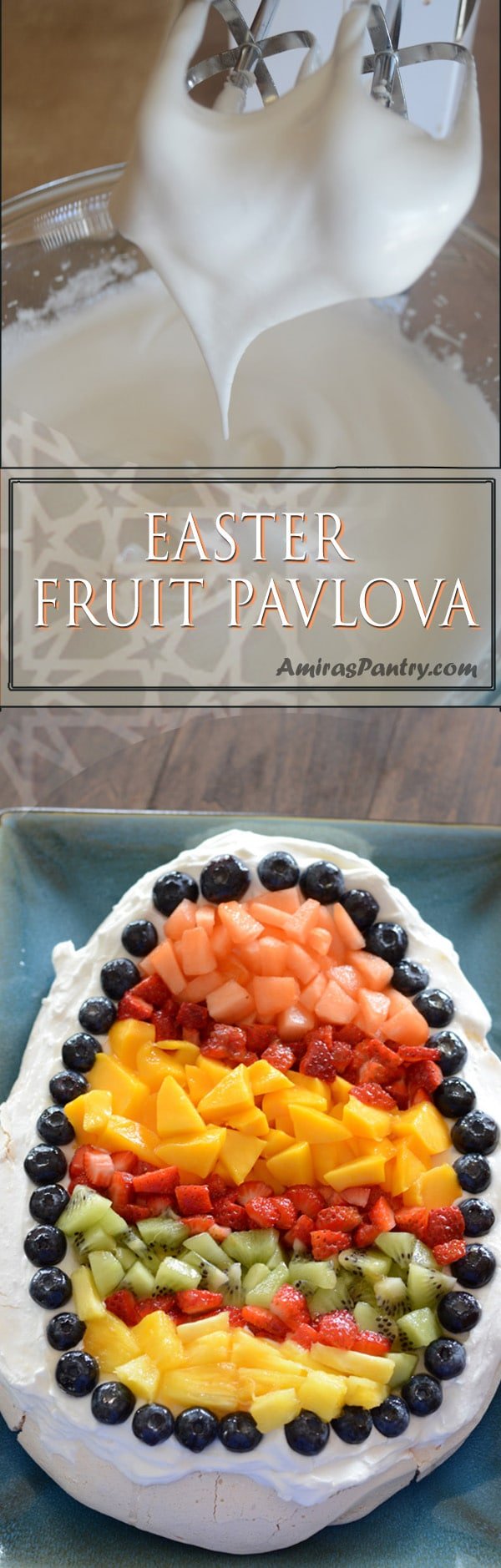 An infograph for Pavlova fruit recipe