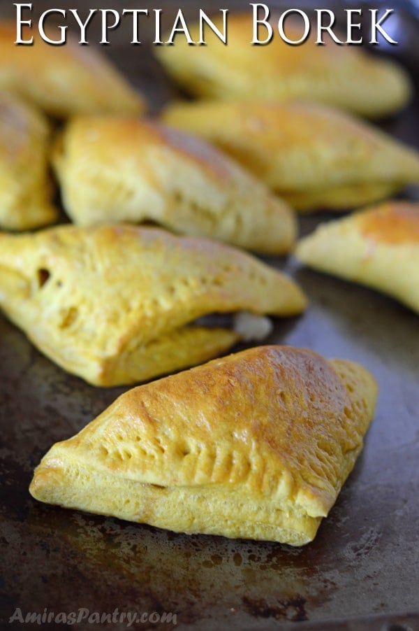 A close up of food, showing stuffed Egyptian Borek