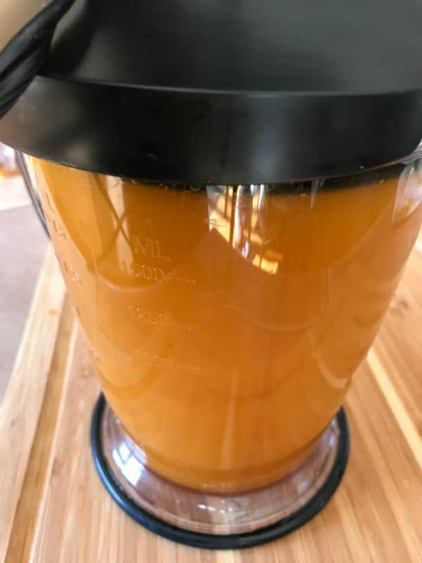 A blender with dried apricot inside