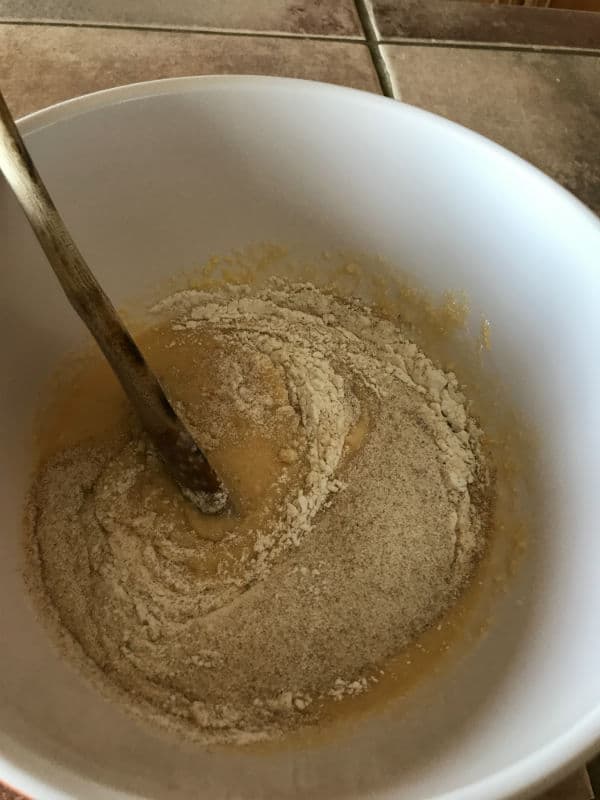 A bowl of mixture for making Basbousa cake