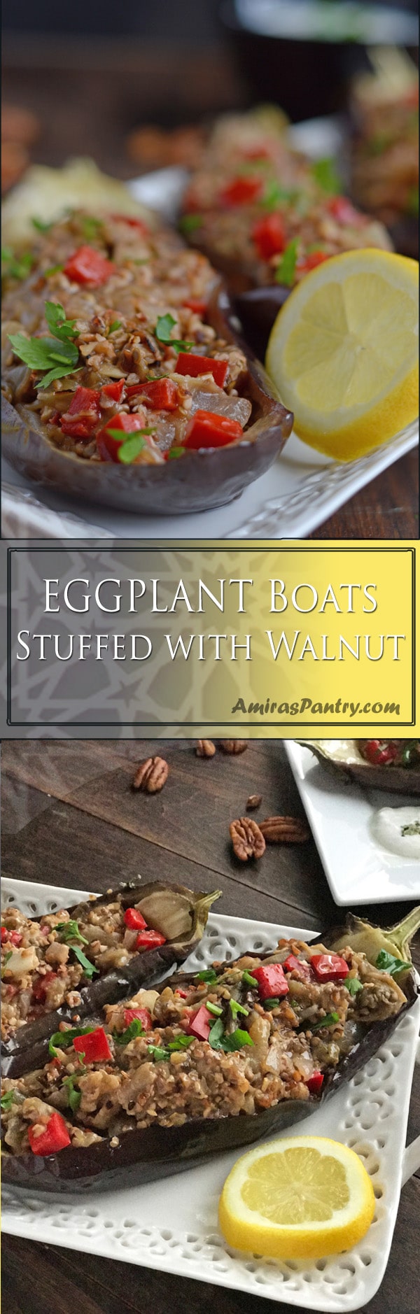 An infograph for Eggplant boats recipe
