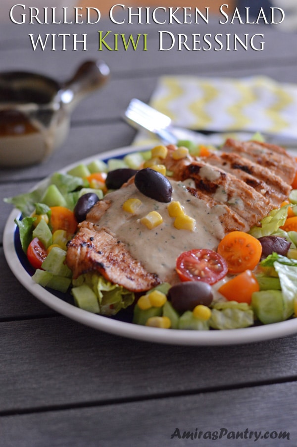 Healthy Grilled Chicken Salad with Kiwi Dressing | Amira's Pantry