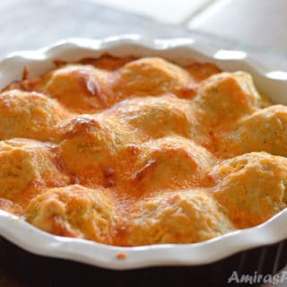 A close up of Casserole with Cheese and Chicken