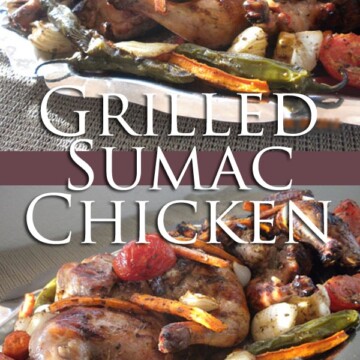 An infograph for grilled Sumac Chicken recipe