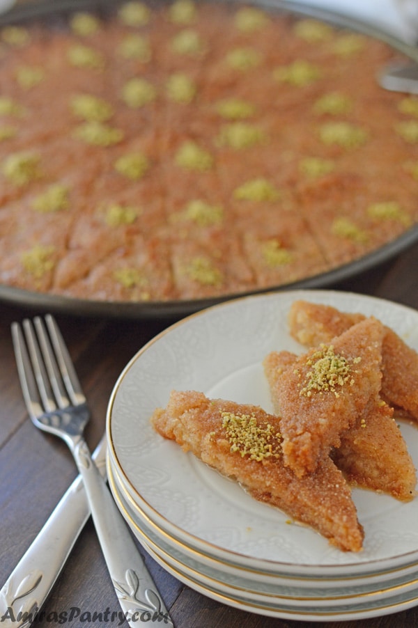 Basbousa, Stove cooked Coconut and Farina Cake | Amira's Pantry