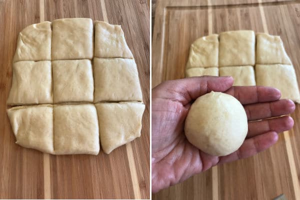 Step by step photos showing how to making bread rolls