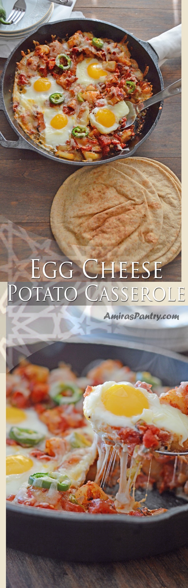 An infograph for Egg cheese and potato casserole