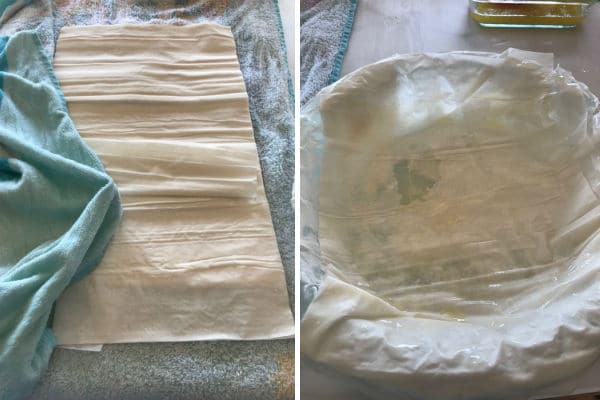 Step by step photos on making pumpkin phyllo pie