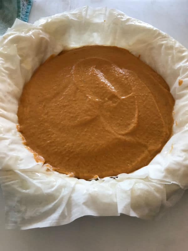 Step by step photos on making pumpkin phyllo pie