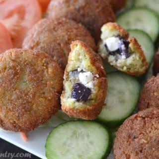 A close up of food, with Falafel stuffed Feta