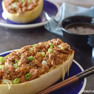 A plate of Spaghetti squash with ground turkey