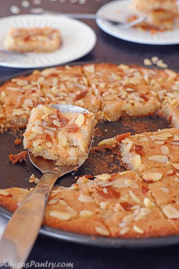 Basbousa (semolina cake with almonds) | Amira's Pantry