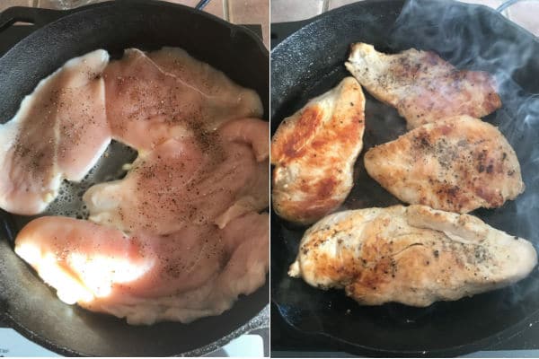 A pan of food on a plate, with Chicken and Artichoke