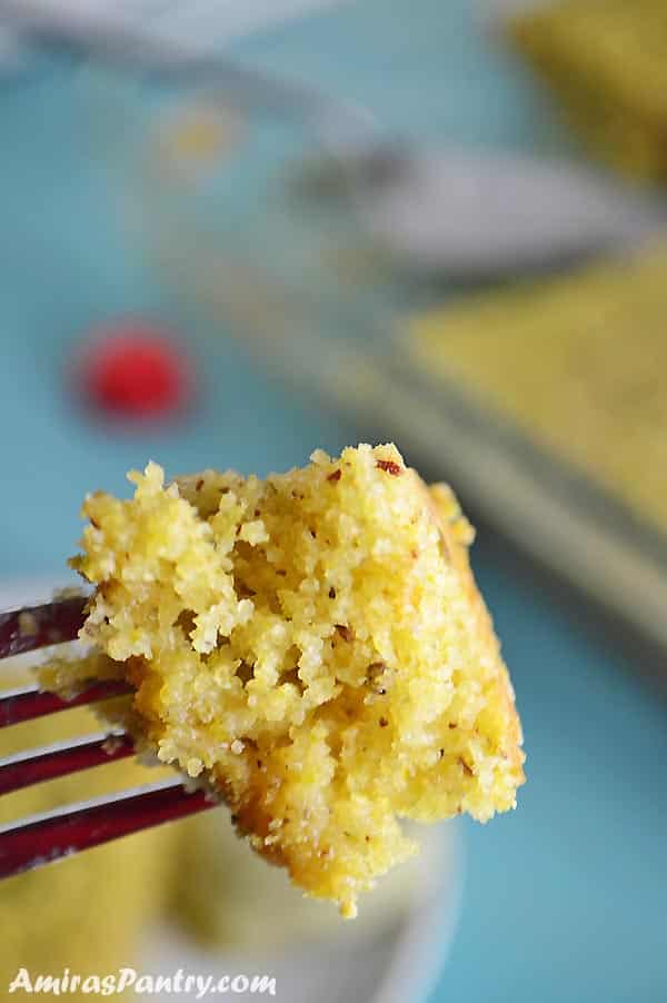 A close up of a pistachio semolina cake