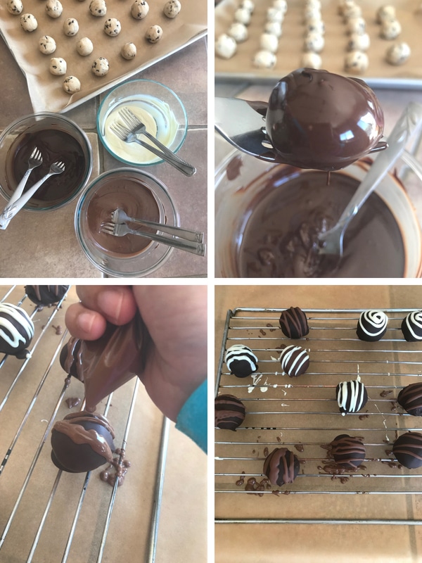 Steps to making chocolate chip cookie dough truffles