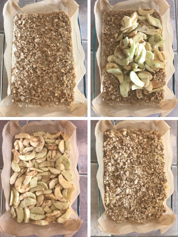 Step by step photos for making Apple crisp bars