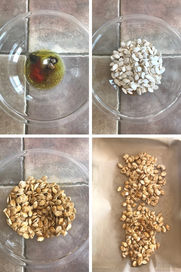 Steps for making shawarma roasted pumpkin seeds