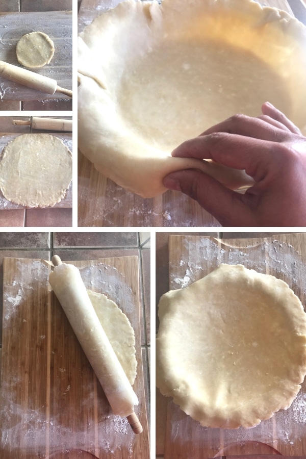 Steps for making homemade buttery pie crust.