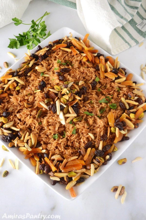 Mediterranean Rice Pilaf With Nuts And Dried Fruit Amira S Pantry