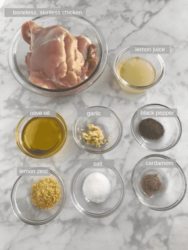 Ingredients for the best baked lemon pepper chicken.