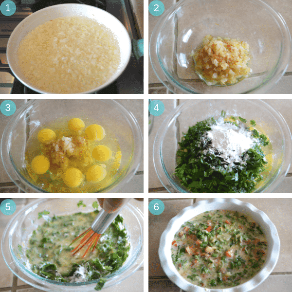 Egyptian breakfast frittata step by step pictures.