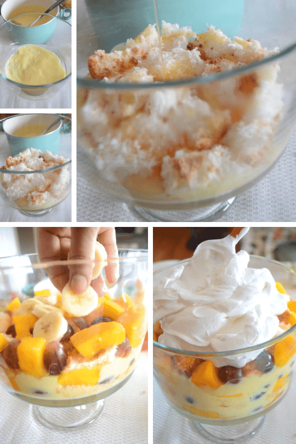 step by step to making fruit trifle