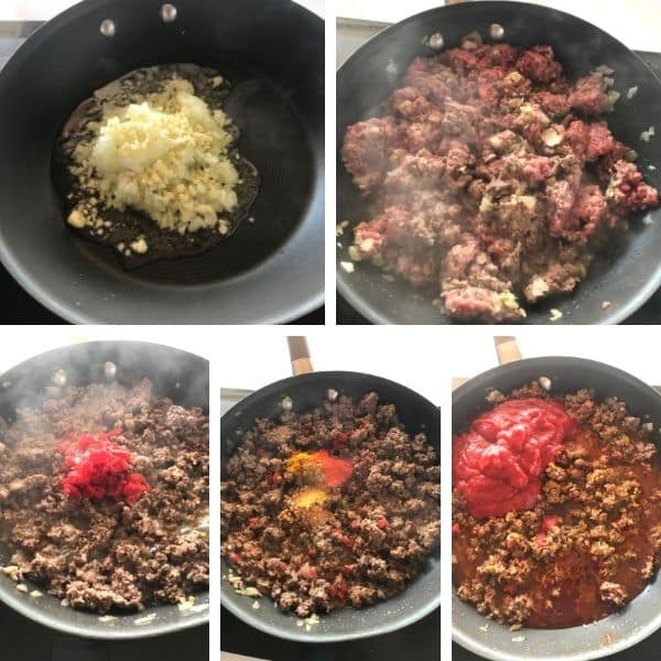 Step by step photos for making sloppy joes