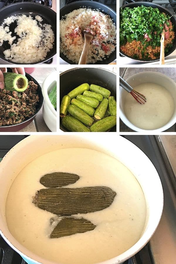 Step by step guide to how to make stuffed zucchini.