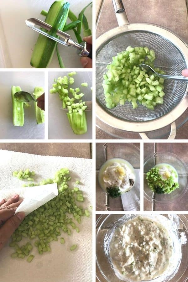 Step by step photos for making Tzatziki