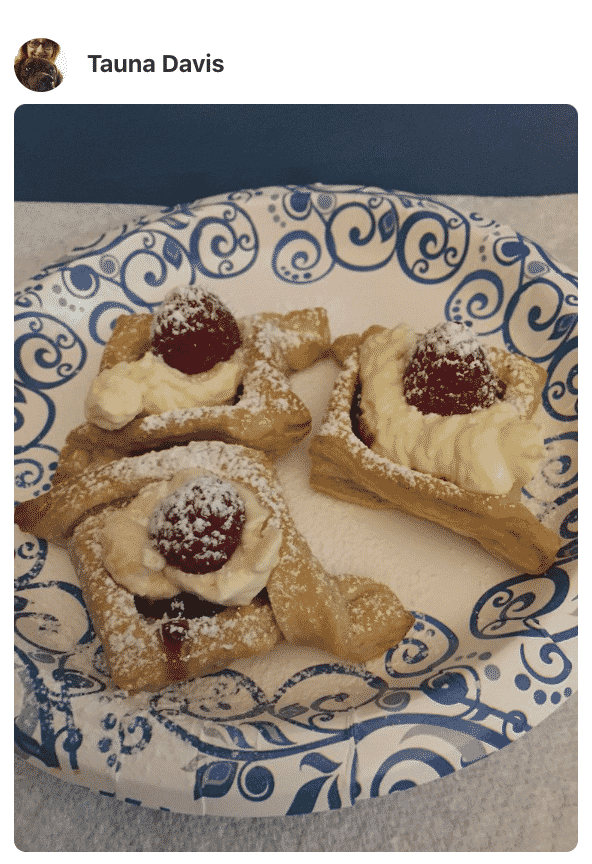 A plate with lemon raspberry tarts made by a fan