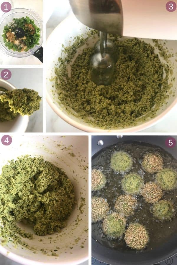 Step by step photos on making Falafel