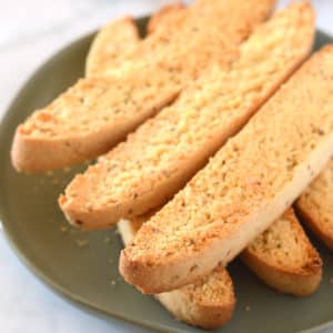 A close up of Anise Biscotti on a plate