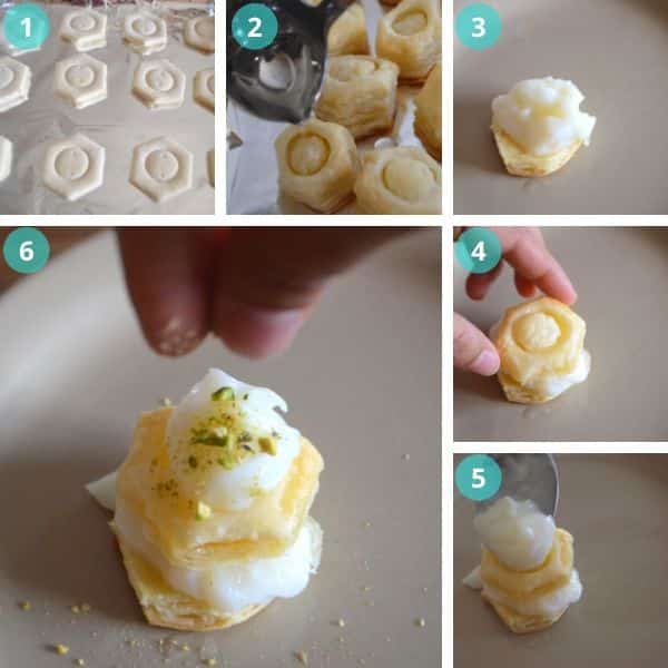 Step by step photos for dessert with cream on top