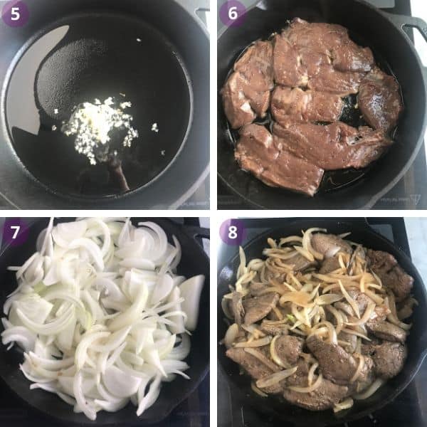 Step by step photos for making beef liver with onions