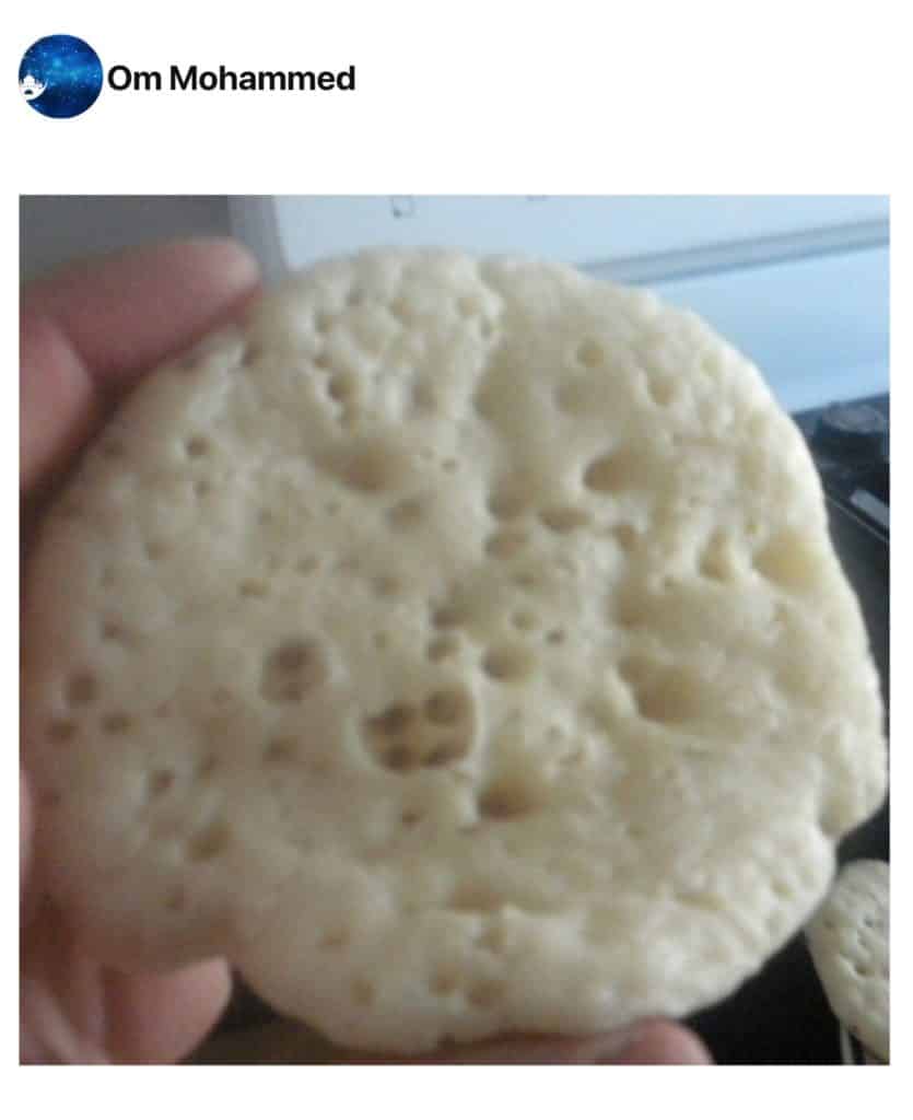 A close up of food, with Qatayef made by a fan